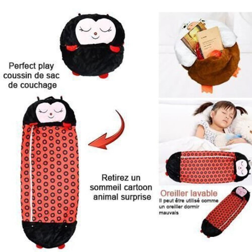 Sacco a pelo Ohlala con cuscino comodo e morbido per bambini 160*60 cm - Nero 1