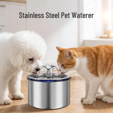 (Stainless steel original, 2.2L) 2.2L Stainless Steel Pet Water Fountain for Cats and Dogs - Silent Automatic Dispenser