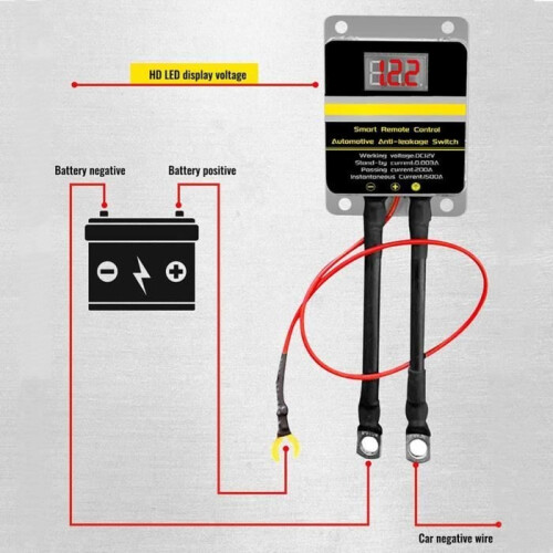 Interruttore automatico per auto, 12V 200A, interruttore di controllo remoto per auto, spegnimento automatico, 2 telecomandi 2