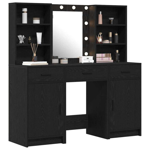 VidaXL vidaXL Dressing Table Set with Drawer 3 pcs Black Oak Engineered Wood 2