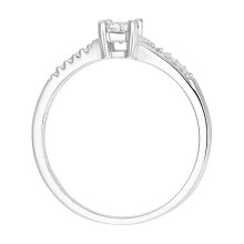 (O) Jewelco London 18ct White Gold Princess 22pts Diamond Round 3pts Diamond Split Shoulder Pave Solitaire Ring - PR1AXL2326W18