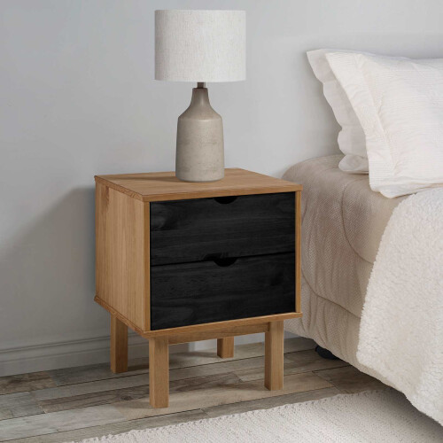 VidaXL vidaXL Bedside Table OTTA Black 45 x 39 x 57 cm Solid Pine Wood