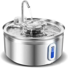 (Matches the image) Stainless Steel Water Fountain for Cats and Dogs, Automatic Pet Bowl with Water Level Window, 3.2L Pet Water Dispenser