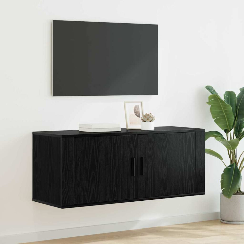 Vidaxl Wall Mounted Tv Cabinet Black Oak 100 X 34.5 X 40 Cm