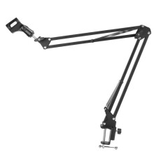 Microphone stand, thickened metal suspension arm microphone stand, 1 kg foldable desktop stand, spring
