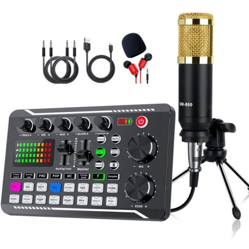 DJ Mixer - MARSEE - F998 - BM-800 Microphone - Bluetooth - Mixing Effects
