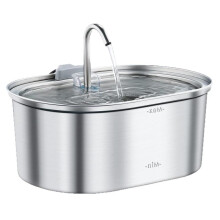 (Runway filter element round ring filter cotton 8+8, UK Adapter) Stainless Steel Pet Water Dispenser 3.2L - Visible Window Cat & Dog Drinking Fountain