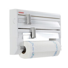 Leifheit Parat ComfortLine 25703 wall-mounted toilet roll holder, kitchen wall-mounted roll holder for 3 rolls with sharp blades,
