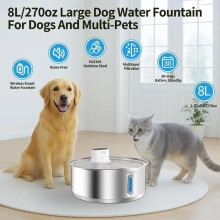 (Matches the image) 8L Stainless Steel Pet Water Dispenser, Large Capacity Cat Dog Water Feeder, Intelligent Sensing Pet Waterer
