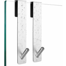 Set of 2 stainless steel shower hooks without drilling, with foam padding for towel and bathrobe holders PZCC