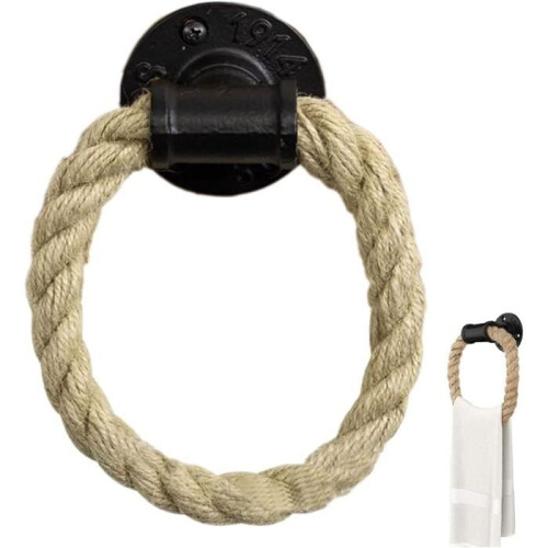 Towel Rack - ZVD - Hemp Rope Ring - Vintage - Rust Resistant - 16 cm