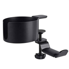 Desktop Cup Holder, 2-in-1 Desktop Cup Holder with Headphone Stand, Spill-Proof Cup Holder for Desk or Table, Black