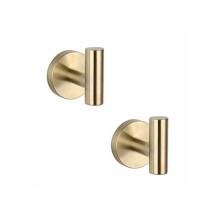 Set of 2 brushed gold SUS 304 stainless steel hooks for bathroom
