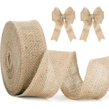 Burlap Ribbon, 4cm x 10M Burlap Roll, Natural Jute Roll for Wedding and Christmas Decorations, 4cm x Multicolored Tulle