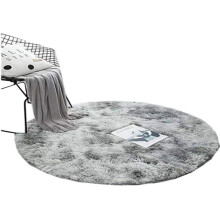 Round rug for living room, bedroom, children's room or hallway, floor decoration (120cm, grey)