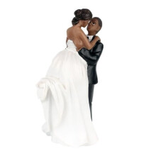Black Wedding Cake Topper - Bride and Groom in White Dress and Black Evening Gown, Wedding Cake Topper Figurines - 14cm