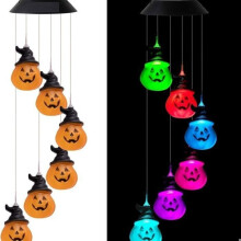 Halloween Pumpkin Wind Chimes, Solar Powered, Multicolor LED Waterproof Pumpkin Lights, Multicolor Halloween Wind Chime