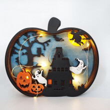 Halloween Pumpkin Lanterns - Wood - LED Lighting - Haunted House Decoration