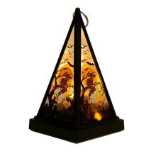 Portable orange LED Halloween lantern, pumpkin witch skull flame lamp, hanging lantern... Label