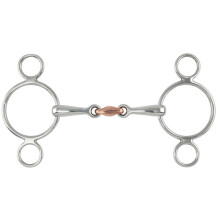 (4.5in, Metallic Silver) Shires Copper Lozenge Horse 2 Ring Gag Bit