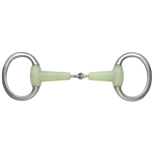 (6in, Pale Green) Shires Equikind Flat Jointed Horse Eggbutt Snaffle Bit