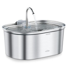 (Cylindrical side suction pump, American Adapter) Stainless Steel Pet Water Dispenser 3.2L - Visible Window Cat & Dog Drinking Fountain