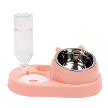 (Large 4-in-1 with ceramic bowl [purple], Neutral) Automatic Double Bowl Pet Fountain for Cats Dogs Food Grade Material Silent Pump Large Capacity 4L