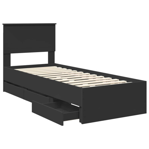 VidaXL vidaXL Bed Frame with Drawer Black 75 x 190 cm Engineer Wood 2