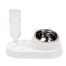 (Small 4-in-1 with steel bowl [purple], Neutral) Automatic Double Bowl Pet Fountain for Cats Dogs Food Grade Material Silent Pump Large Capacity 4L