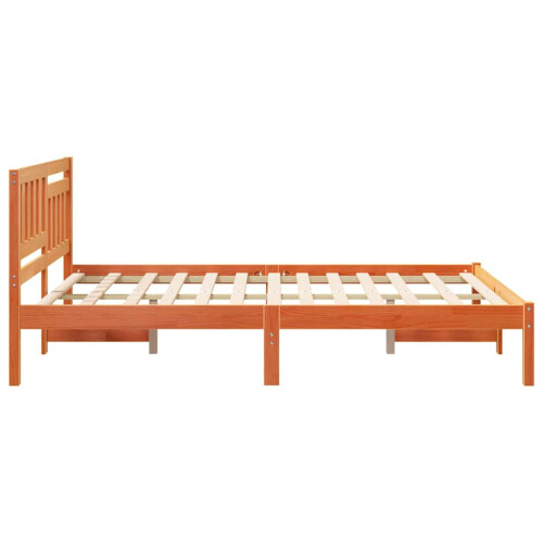 VidaXL vidaXL Bed Frame with Headboard Wax Brown 140 x 190 cm Solid Pine Wood 2