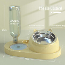 (Small 4-in-1 with ceramic bowl [white], Neutral) Automatic Double Bowl Pet Fountain for Cats Dogs Food Grade Material Silent Pump Large Capacity 4L