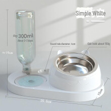 (Large 4-in-1 with steel bowl [sky blue], Neutral) Automatic Double Bowl Pet Fountain for Cats Dogs Food Grade Material Silent Pump Large Capacity 4L