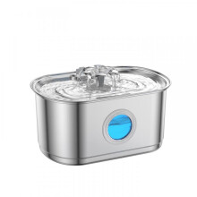 (Ty12 small flower style (round window), CN Power Plug) 3.2L Stainless Steel Pet Water Fountain for Cats and Dogs - Automatic Circulation