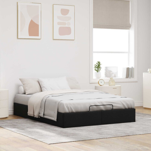 VidaXL vidaXL Ottoman Bed Frame Black Queen Size Fabric 1