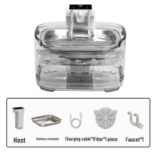 (Transparent wireless, With KR Plug) 3.2L Rechargeable Wireless Automatic Pet Water Fountain for Cats and Dogs