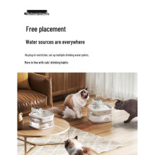 (Transparent plug-in basic, No Plug) 3.2L Rechargeable Wireless Automatic Pet Water Fountain for Cats and Dogs