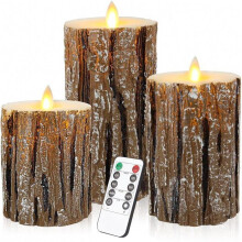 Set of 3 battery-operated, real wax, twinkling LED candles with remote control - Candle design - 1