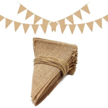 Vintage Bunting Garland - 11 Meters - 48 Triangle Flags - Burlap - Rustic Decoration