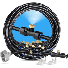 Outdoor Misting System, 18M Patio Mist System with 20 Mist Nozzles + 6 Spare Nozzles + 1 Adapter (Brass, 3/4")