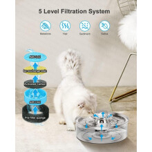 (Water Dispenser) Stainless Steel Pet Drinking Fountain - Cat & Dog Water Feeder Auto Circulating Filter Quiet Pump Large Capacity 2.5L