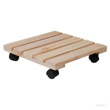 Square wooden flower shelf - Sturdy - With casters - Rolling top