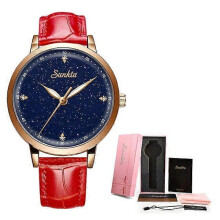 (Red) Women Watches LIGE Top Brand Luxury Ultra Thin Bracelet Wrist Watch Female Mesh Strap Waterproof Quartz Clock Relogio Femininos
