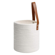 Hanging flower pot made of woven rope - White - Rustic wall decoration