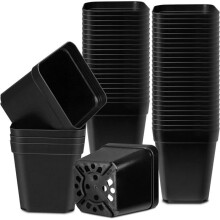 7cm Seedling Pots, Pack of 50 Reusable Plastic Squares for Nursery, Transplanting, Indoor and Outdoor Growing