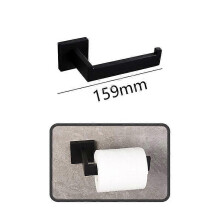 (Black 159) Luxury Black Bathroom Accessories Set Bathroom Hardware Set Household Hanger Towel Rack Roll Paper Rack Coat Hook Sets 4 Pcs Kit