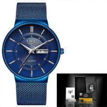 (all blue) Women Watches LIGE Top Brand Luxury Ultra Thin Bracelet Wrist Watch Female Mesh Strap Waterproof Quartz Clock Relogio Femininos