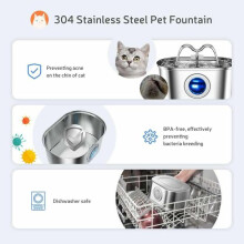 (3.2l oval ball mouth (round window), US Plug) 3.2L Oval Stainless Steel Pet Water Fountain with Automatic Circulation and Filter for Cats and Dogs