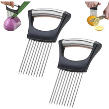 Improved Onion Holder Stainless Steel Onion Slicer Multifunctional Wavy Cutting Knife Tool