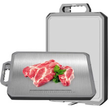 Double-sided cutting board - MICH - Stainless steel and plastic - Integrated sharpener - Anti-drip grooves - Engraved scale