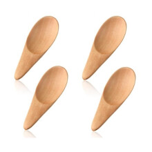 Salt and spice spoons - Natural - Set of 4 mini wooden spoons - 7 cm - Eco-friendly - Sustainable